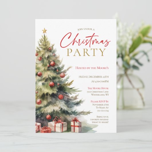 Uitnodiging voor kerstfeestdagen in de Waterverf E (Staand voorkant)