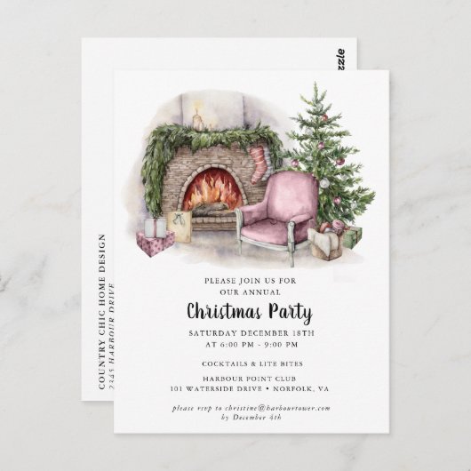 Uitnodiging voor kerstfeestdagen in de Waterverf E (Voorkant / Achterkant)