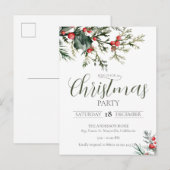 Uitnodiging voor kerstfeestdagen in de Waterverf E Briefkaart (Voorkant / Achterkant)