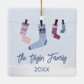 Uitnodiging voor kerstfeestdagen in de winter keramisch ornament (Achterkant)