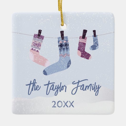 Uitnodiging voor kerstfeestdagen in de winter keramisch ornament (Voorkant)