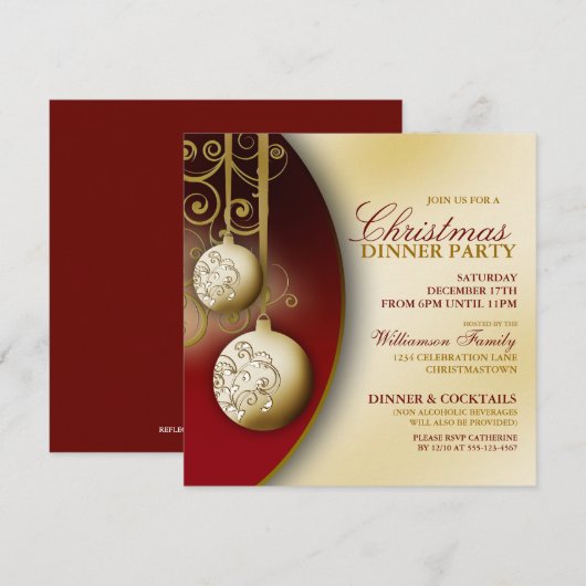 Uitnodiging voor kerstfeestdagen in Elegant (Voorkant / Achterkant)