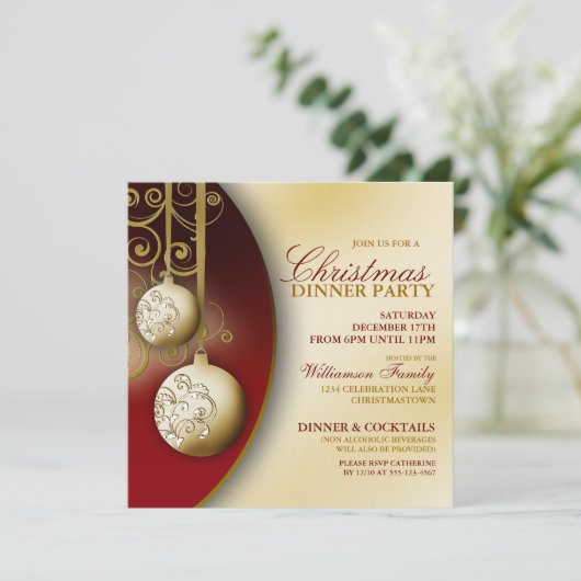 Uitnodiging voor kerstfeestdagen in Elegant (Staand voorkant)