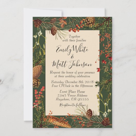 Uitnodiging voor kerstfeestdagen in het groen (Voorkant)