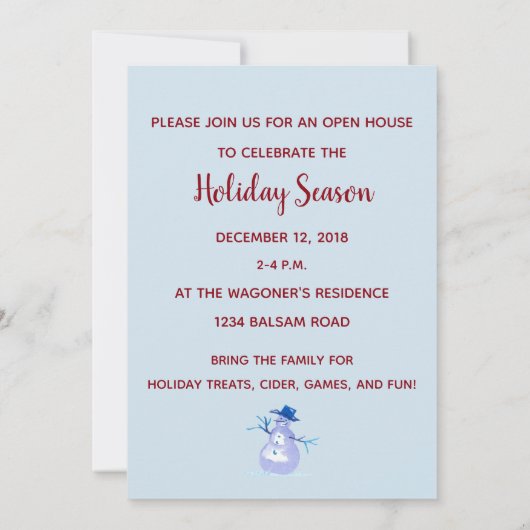 Uitnodiging voor kerstfeestdagen in het Open House (Achterkant)