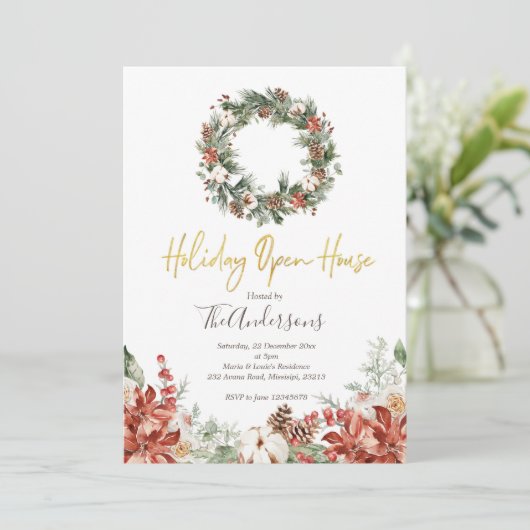 Uitnodiging voor kerstfeestdagen in het Open House (Staand voorkant)