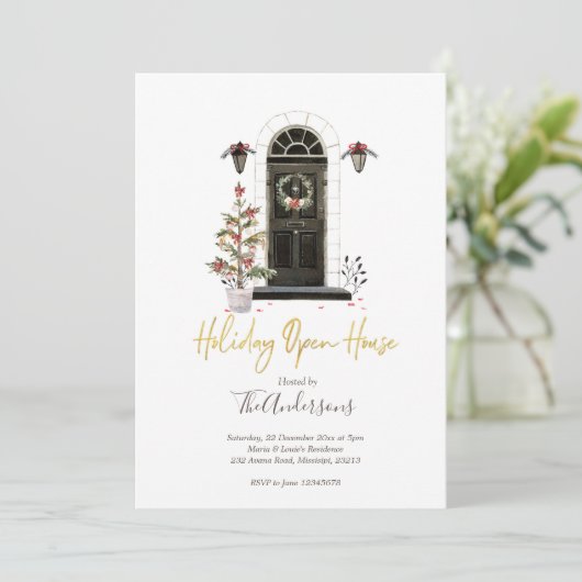 Uitnodiging voor kerstfeestdagen in het Open House (Staand voorkant)