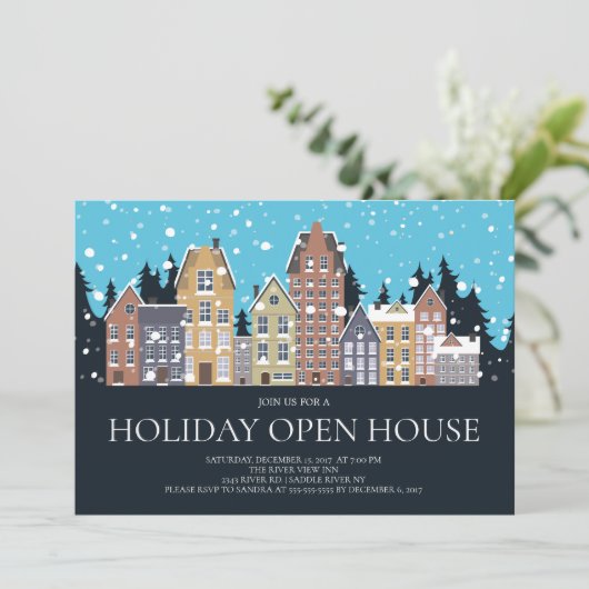 Uitnodiging voor kerstfeestdagen in het Open House (Staand voorkant)