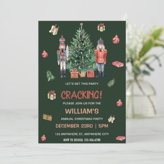 Uitnodiging voor kerstfeestdagen in Nutcracker Hol (Staand voorkant)