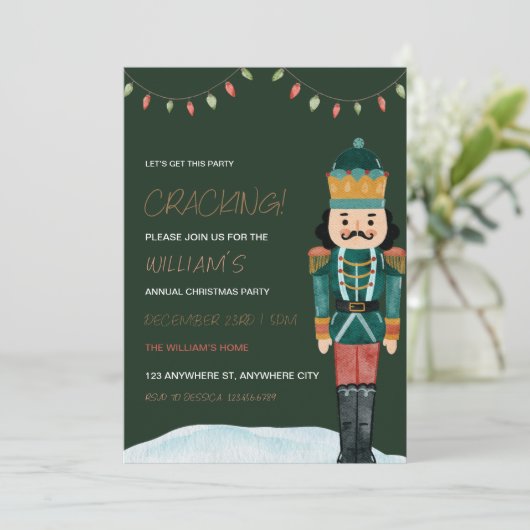 Uitnodiging voor kerstfeestdagen in Nutcracker Hol (Staand voorkant)