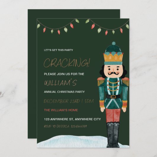 Uitnodiging voor kerstfeestdagen in Nutcracker Hol (Voorkant / Achterkant)
