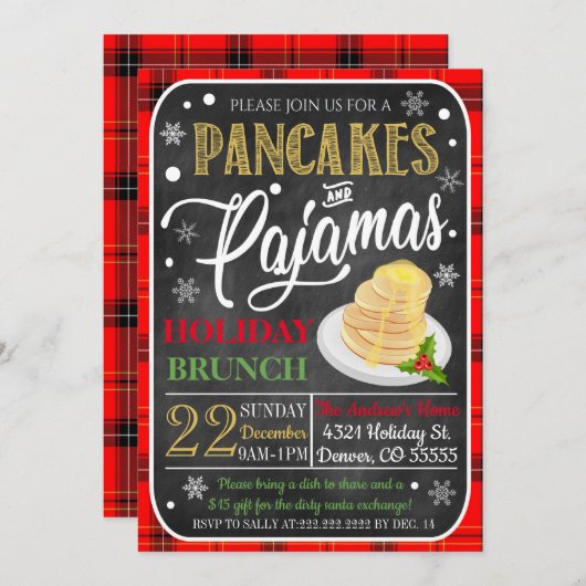 Uitnodiging voor kerstfeestdagen in pannenkoeken e (Voorkant / Achterkant)