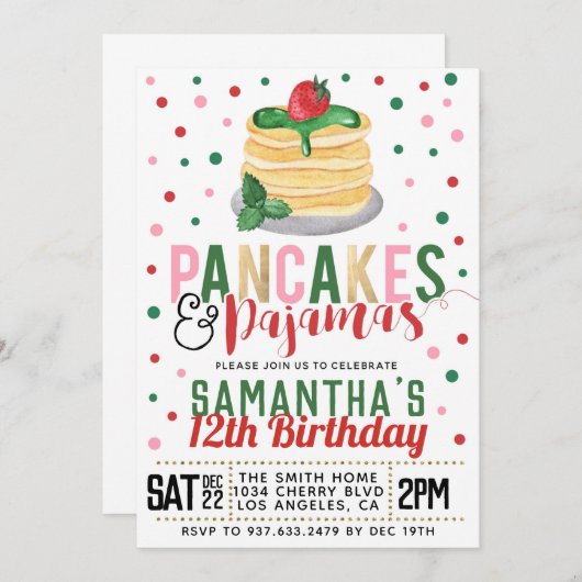 Uitnodiging voor kerstfeestdagen in pannenkoeken e (Voorkant / Achterkant)