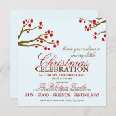 Uitnodiging voor kerstfeestdagen in Red Berries (Voorkant / Achterkant)