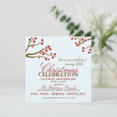 Uitnodiging voor kerstfeestdagen in Red Berries (Staand voorkant)