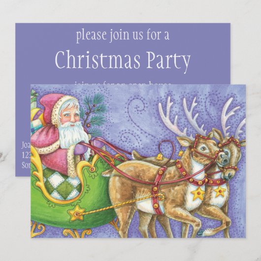 Uitnodiging voor kerstfeestdagen in Santa Claus w  (Voorkant / Achterkant)