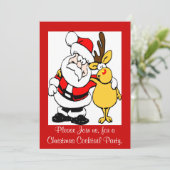 Uitnodiging voor kerstfeestdagen in Santa & Rudolp (Staand voorkant)