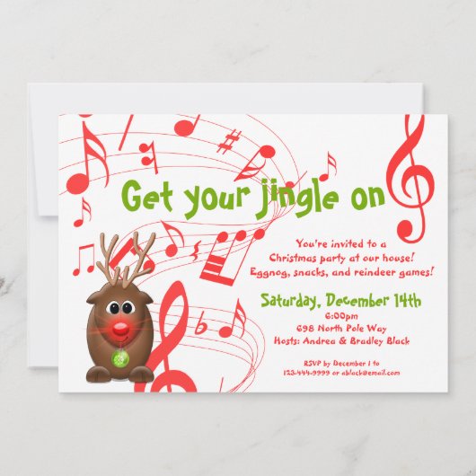 Uitnodiging voor kerstfeestdagen in Santa's Reinde (Achterkant)