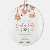 Uitnodiging voor kerstfeestdagen keramisch ornament (Links)