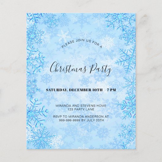Uitnodiging voor kerstfeestdagen met blauwe sneeuw flyer (Voorkant)