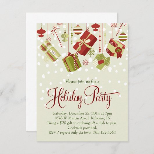 Uitnodiging voor kerstfeestdagen met cadeaubon Exc (Voorkant / Achterkant)