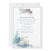 Uitnodiging voor kerstfeestdagen met deer en pasta