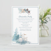 Uitnodiging voor kerstfeestdagen met deer en pasta (Staand voorkant)