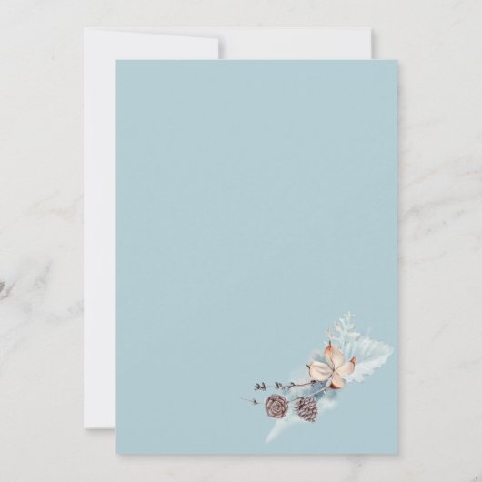 Uitnodiging voor kerstfeestdagen met deer en pasta (Achterkant)