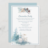 Uitnodiging voor kerstfeestdagen met deer en pasta (Voorkant / Achterkant)