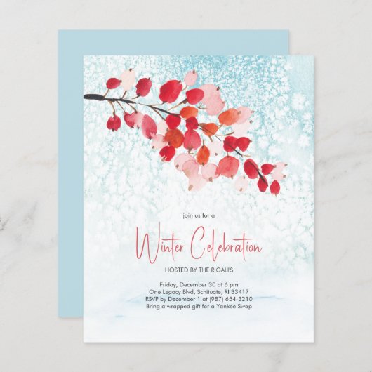 Uitnodiging voor kerstfeestdagen met elegante kers (Voorkant / Achterkant)