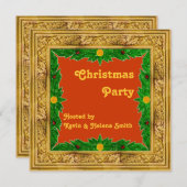 Uitnodiging voor kerstfeestdagen met Golden Lijst (Voorkant / Achterkant)