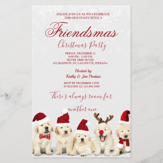 Uitnodiging voor kerstfeestdagen met Gouden Retrie Flyer (Voorkant)