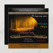 Uitnodiging voor kerstfeestdagen met gouden sneeuw (Voorkant / Achterkant)