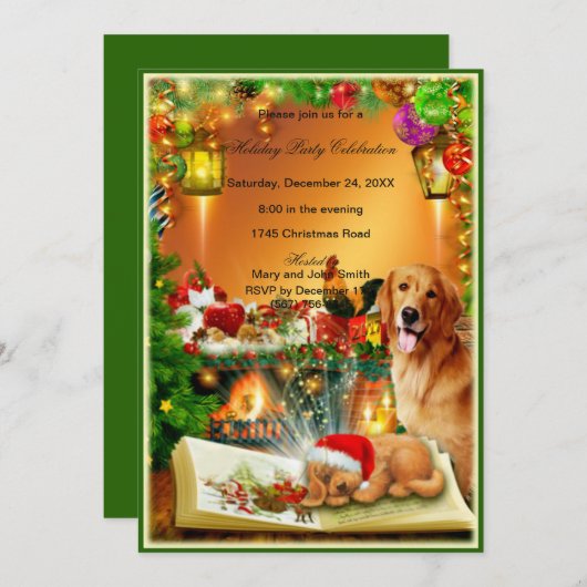 Uitnodiging voor kerstfeestdagen met kerstfeestdag (Voorkant / Achterkant)