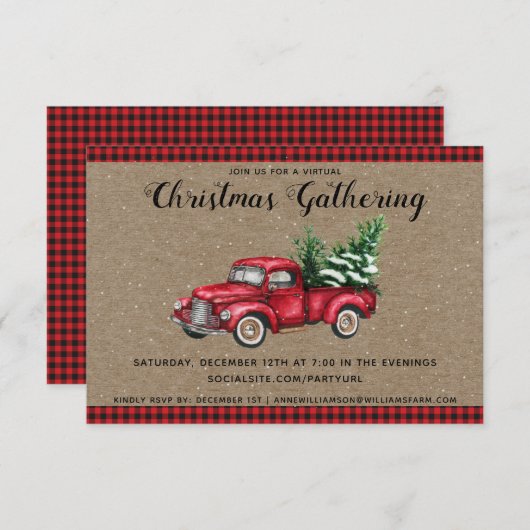 Uitnodiging voor kerstfeestdagen met kerstmis (Voorkant / Achterkant)