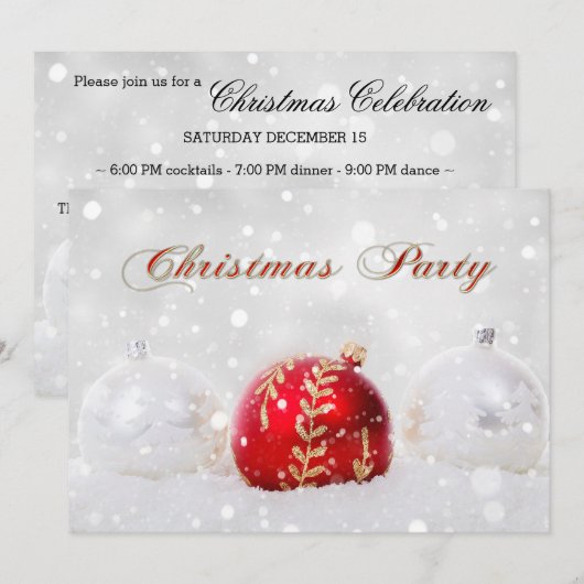 Uitnodiging voor kerstfeestdagen met mousserende s (Voorkant / Achterkant)