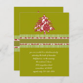 Uitnodiging voor kerstfeestdagen met rode kerstbom (Voorkant / Achterkant)