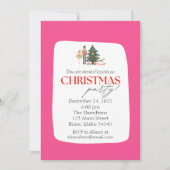 Uitnodiging voor kerstfeestdagen met roze voedings (Voorkant)