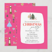 Uitnodiging voor kerstfeestdagen met roze voedings (Voorkant / Achterkant)