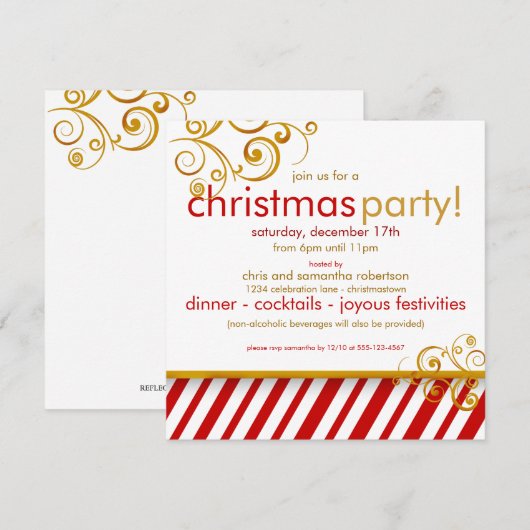 Uitnodiging voor kerstfeestdagen met snoepsuikerri (Voorkant / Achterkant)