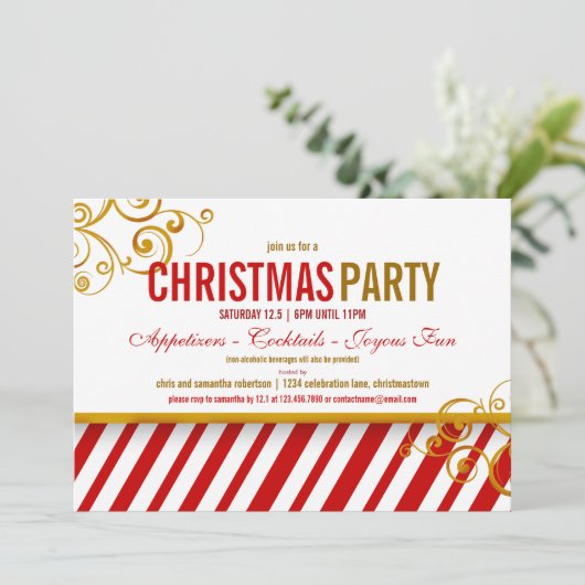 Uitnodiging voor kerstfeestdagen met snoepsuikerri (Staand voorkant)