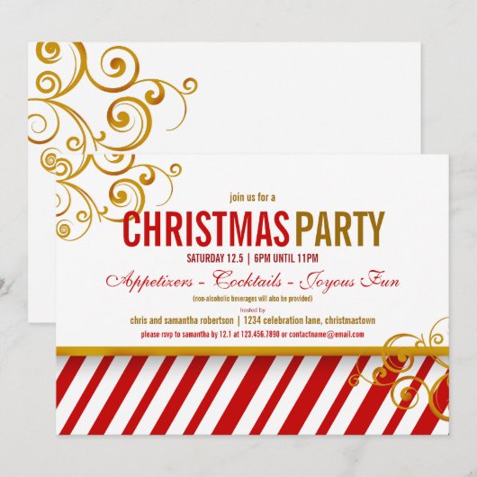 Uitnodiging voor kerstfeestdagen met snoepsuikerri (Voorkant / Achterkant)