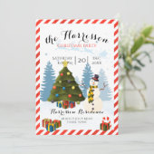 Uitnodiging voor kerstfeestdagen met snowman en bo (Staand voorkant)
