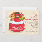 Uitnodiging voor kerstfeestdagen met speelgoed (Voorkant)