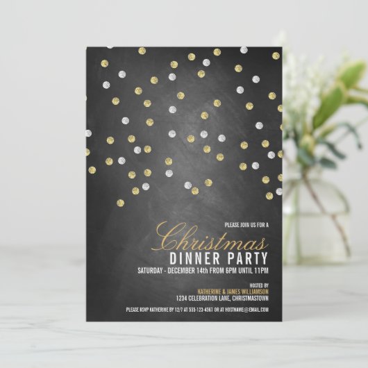 Uitnodiging voor kerstfeestdagen met Stippen van d (Staand voorkant)