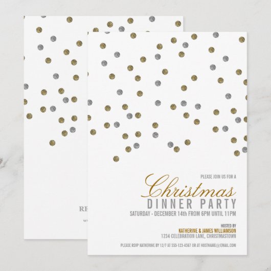 Uitnodiging voor kerstfeestdagen met Stippen van d (Voorkant / Achterkant)