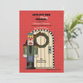 Uitnodiging voor kerstfeestdagen met warenblazers (Staand voorkant)