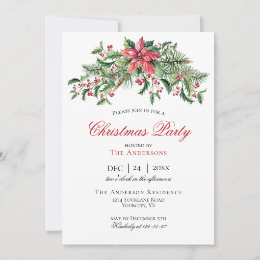 Uitnodiging voor kerstfeestdagen om winterbessen u (Voorkant)