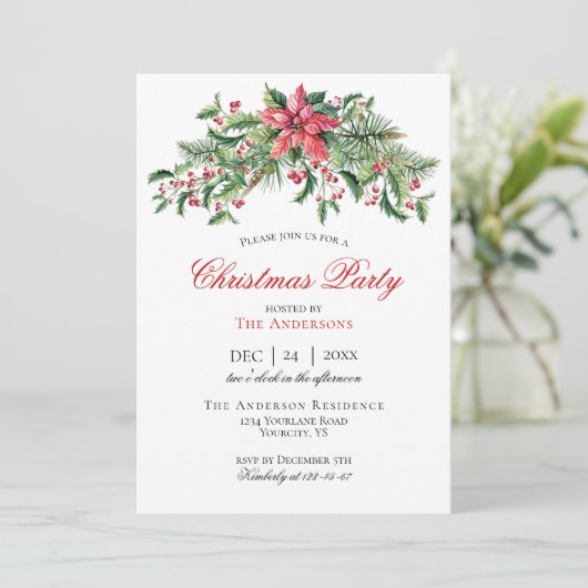 Uitnodiging voor kerstfeestdagen om winterbessen u (Staand voorkant)