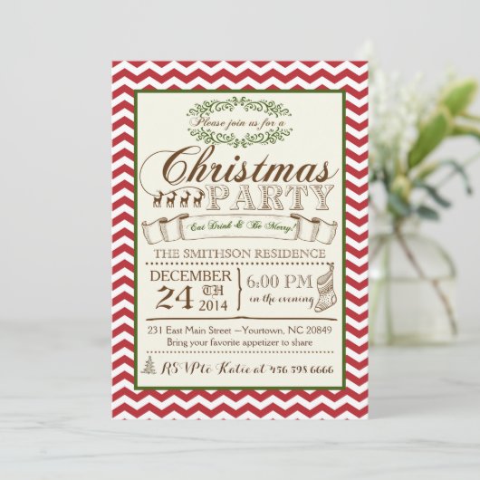 Uitnodiging voor kerstfeestdagen op Chevron (Staand voorkant)